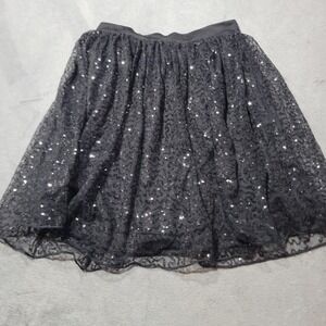 D-Signed Skirt Girls M 10/12 Black Sequin Tutu Disney Party Holiday Sparkle Mesh